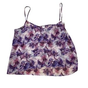 American Apparel Chiffon Cami Top Floral Print Sleeveless‎ Sheer Women's Size XS